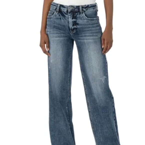 KUT from the Kloth High Waist Wide Leg Jeans (Puncutual), size 6, LIKE NEW - Picture 1 of 4